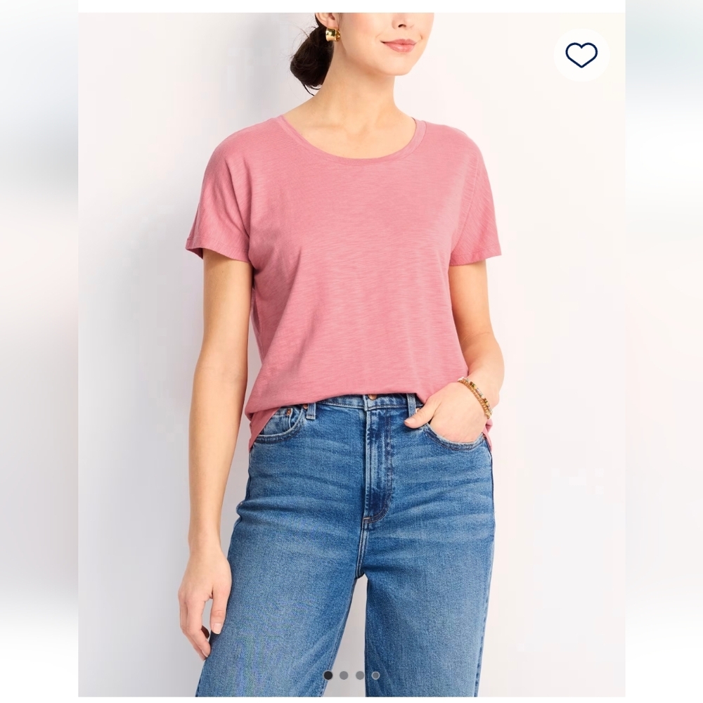 Pink Cotton Blend Slub Tee